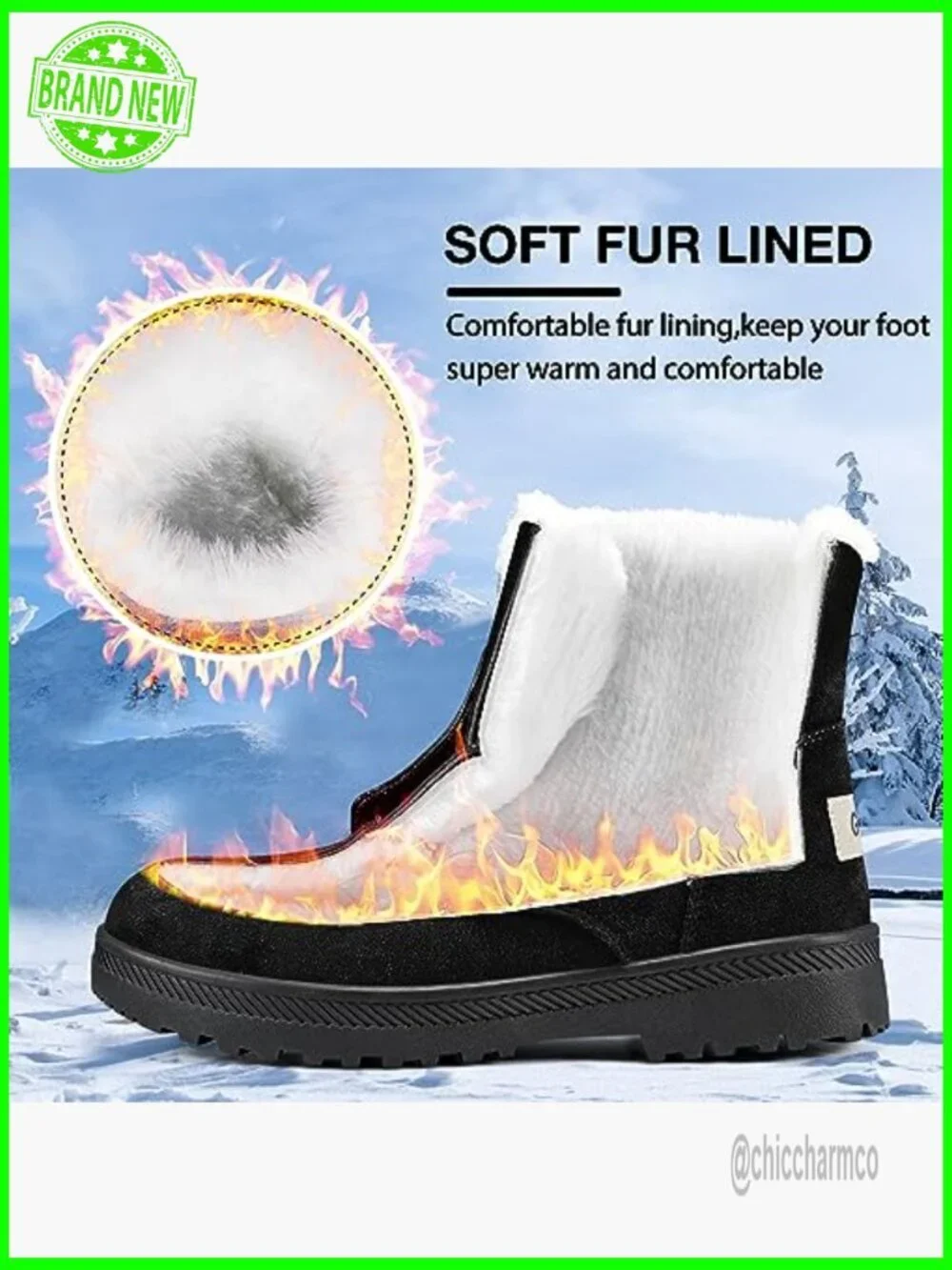 Warm Fur Lined Winter Snow Boots Ankle Lace Up Anti Slip Suede Outdoor Walking